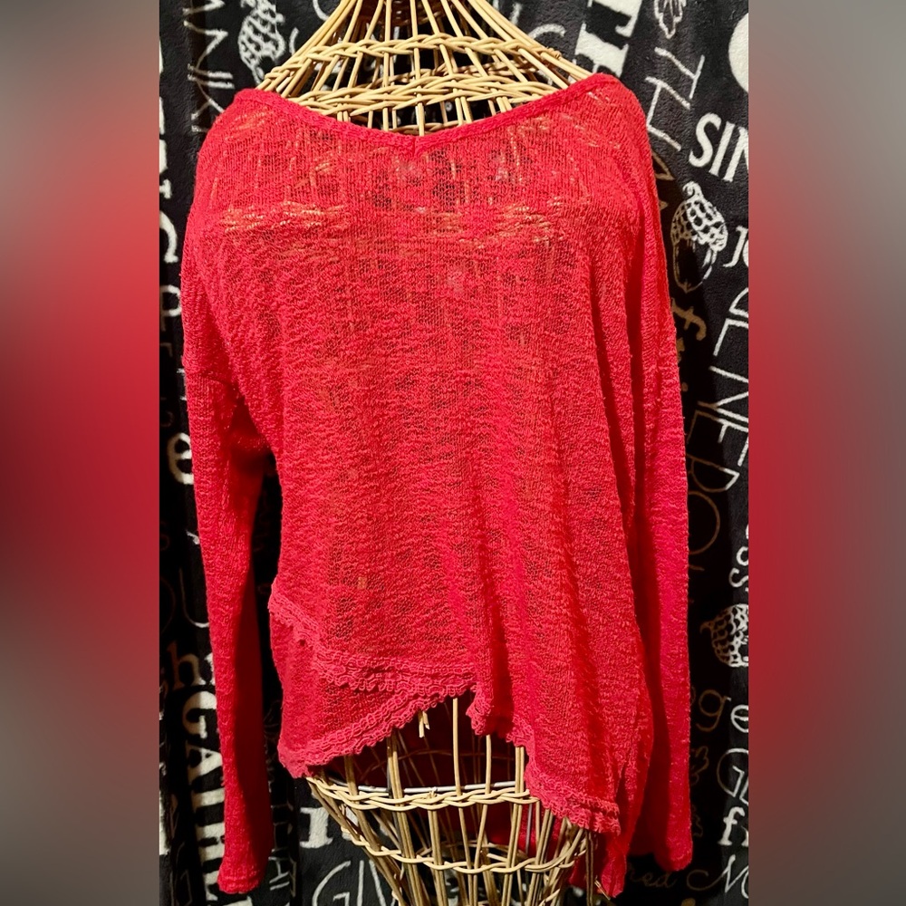 Red Lace Knit Sweater